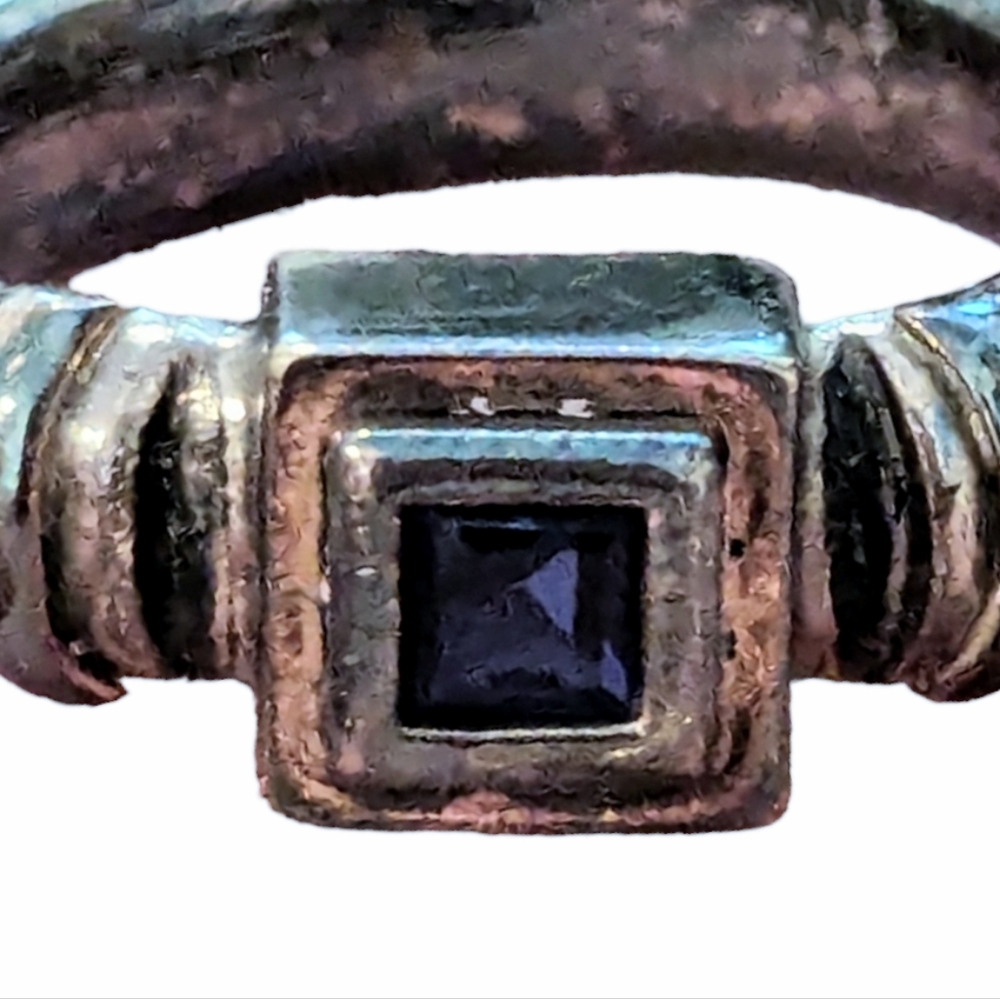 Vintage Men's Artisan Sterling Silver Ring, James Avery Style, Deep Blue Stone - Picture 7 of 13
